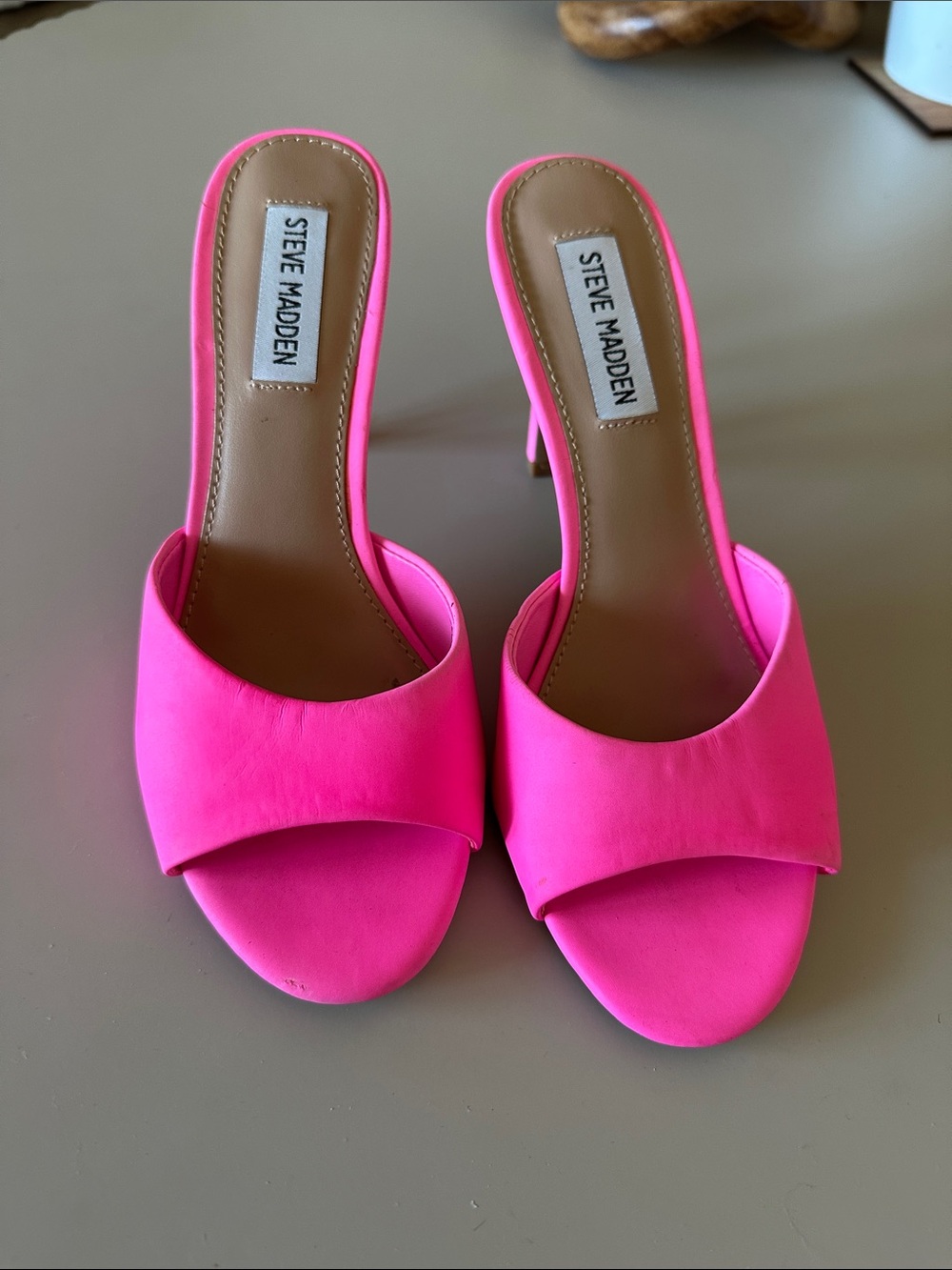 ERIN Steve Madden Hot Pink Open-Toe Slide Heels
